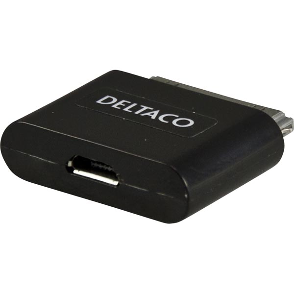 Deltaco USB till Apple-adapter Typ Micro-B ho till dockkontakt ha, svart - 2