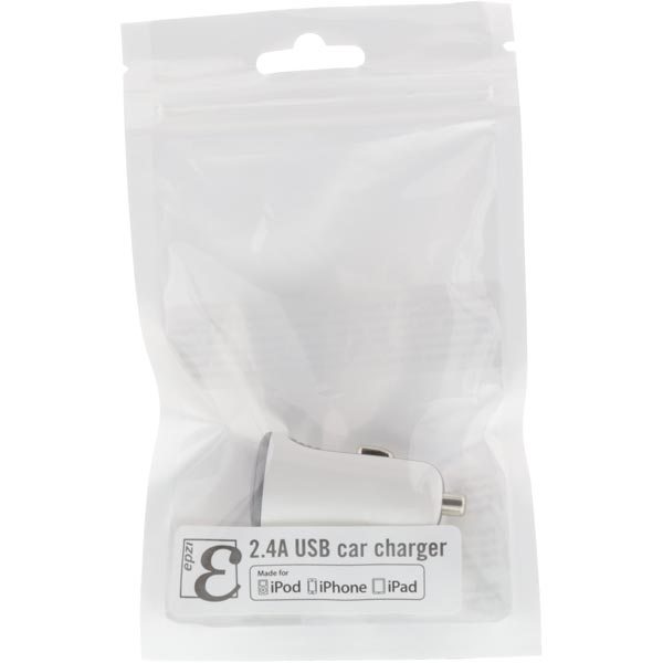 EPZI Billaddare - 2,4A, 1xUSB Typ A, 12V DC input, MFi, vit - 2