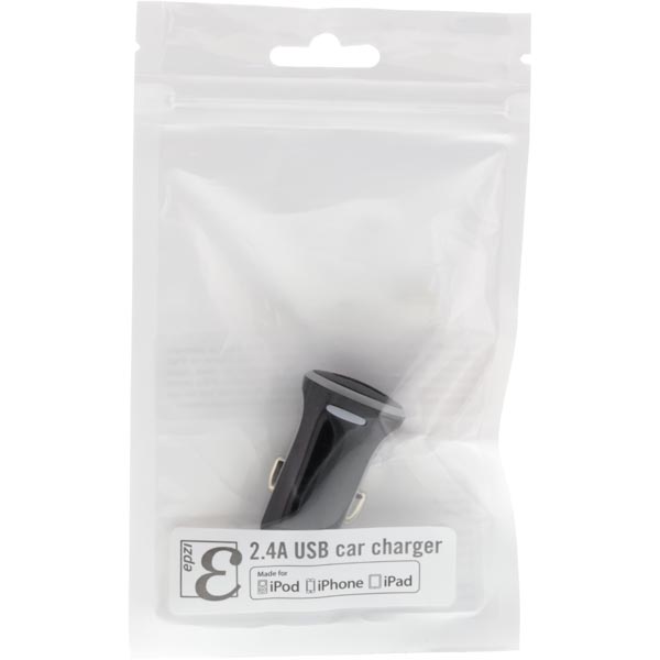 EPZI Billaddare - 2,4A, 1xUSB Typ A, 12V DC input, MFi, svart - 2