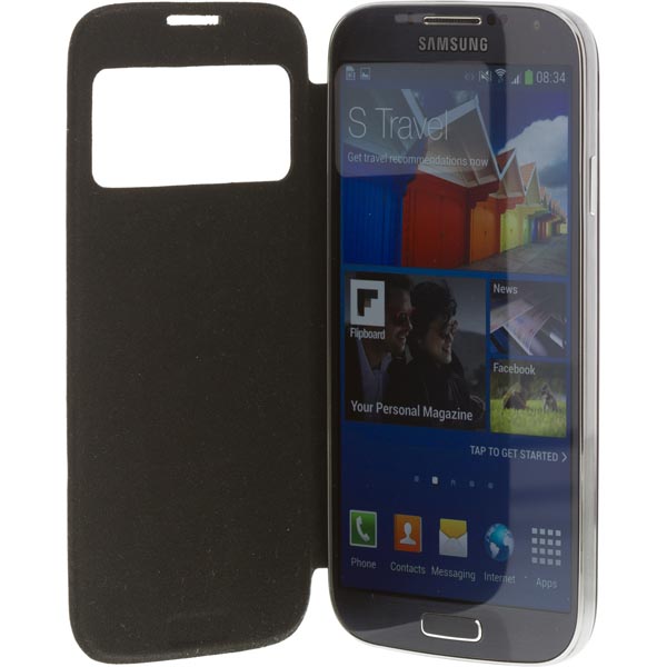 DELTACO flipcover, fodral med fönster i hårdplast för Samsung Galaxy S4, svart. - 3