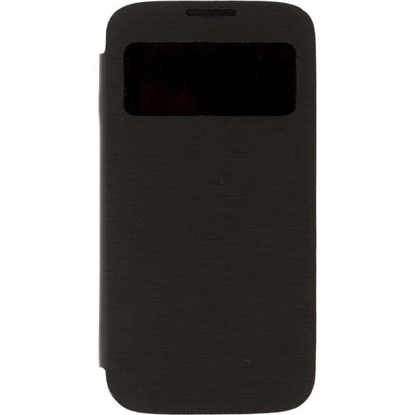 DELTACO flipcover, fodral med fönster i hårdplast för Samsung Galaxy S4, svart.