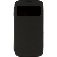 DELTACO flipcover, fodral med fönster i hårdplast för Samsung Galaxy S4, svart.
