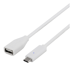 Deltaco USB-kabel, Typ C - Typ A ho, 0,25m, vit