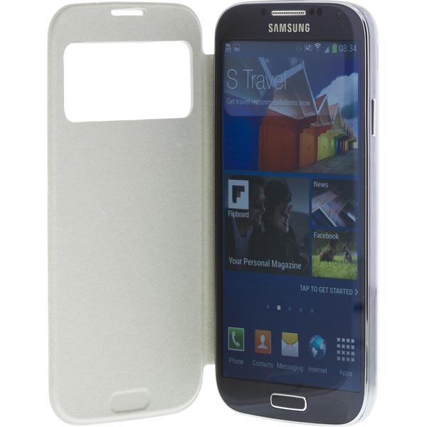 DELTACO flipcover, fodral med fönster i hårdplast för Samsung Galaxy S4, vit - 3