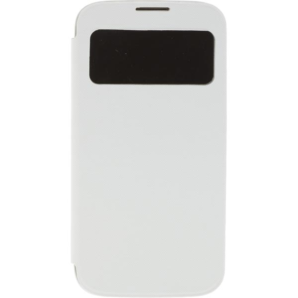 DELTACO flipcover, fodral med fönster i hårdplast för Samsung Galaxy S4, vit