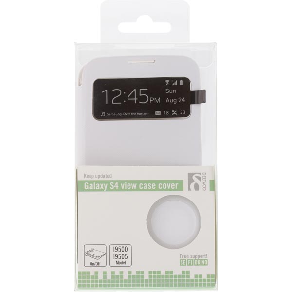 DELTACO flipcover, fodral med fönster i hårdplast för Samsung Galaxy S4, vit - 4