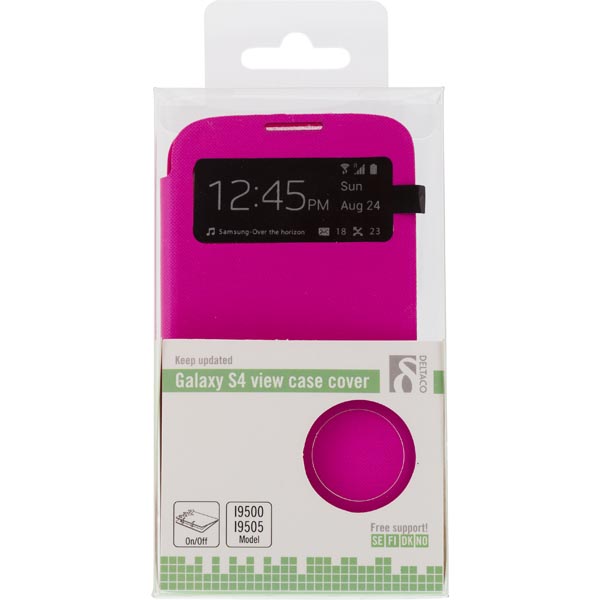 DELTACO flipcover, fodral med fönster i hårdplast för Samsung Galaxy S4, rosa - 4