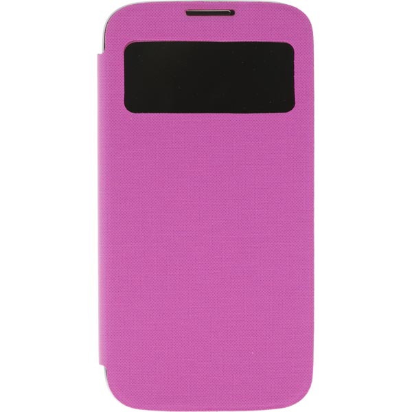 DELTACO flipcover, fodral med fönster i hårdplast för Samsung Galaxy S4, rosa