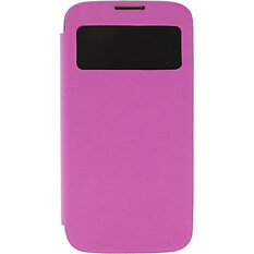 DELTACO flipcover, fodral med fönster i hårdplast för Samsung Galaxy S4, rosa