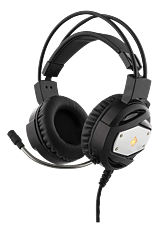 Deltaco Gaming, Stereo Gaming Headset, med LED-belysning, 50mm element, orange LED, svart/silver