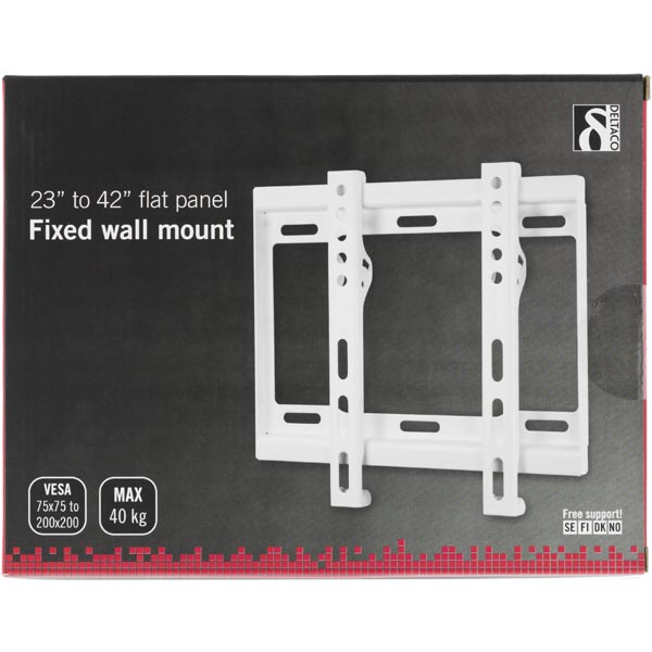 Deltaco väggfäste för TV/skärm, 23"-42", max 40 kg, vit - 2