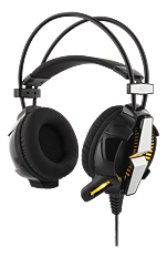 Deltaco Gaming vibrerande stereo headset med LED, 50mm element, 2,1m kabel, 32Ω, svart
