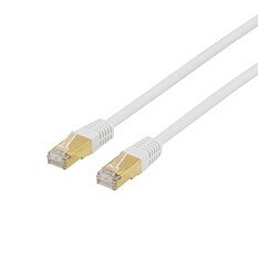 Deltaco S/FTP Cat7 patchkabel, 10m, vit