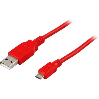 Deltaco USB-kabel, Typ A ha - Typ Micro B ha, 1m, röd