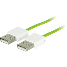 Deltaco USB-kabel, Flat,  0,5m,grön/vit