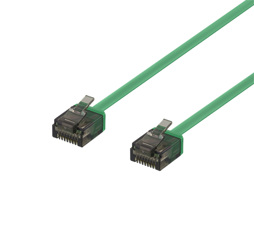 Deltaco U/UTP Cat6a patchkabel platt, 1m, grön