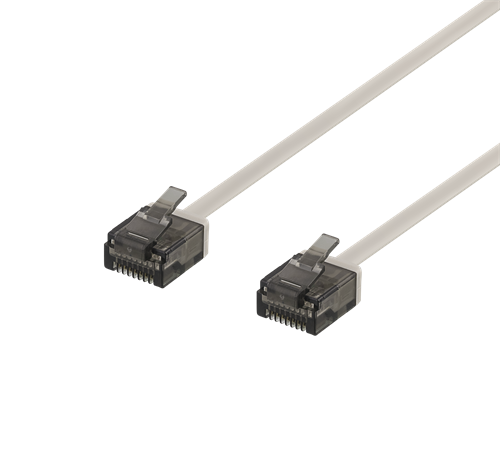 Deltaco U/UTP Cat6a patchkabel platt, 0,5m, grå