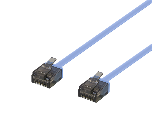 Deltaco U/UTP Cat6a patchkabel platt, 5m, blå