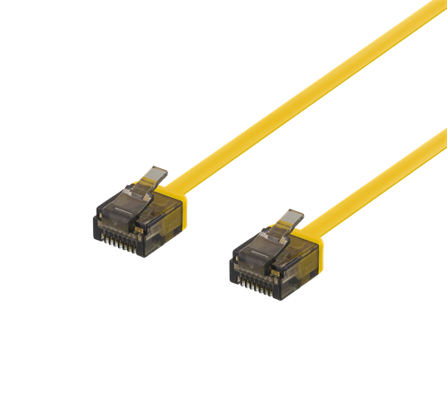 Deltaco U/UTP Cat6a patchkabel platt, 1m, gul