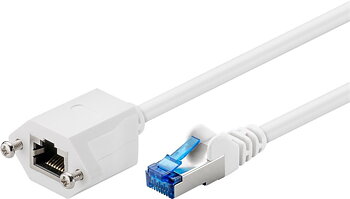Goobay S/FTP CAT 6a förlängningskabel  - med monteringsfläns, 2m, vit