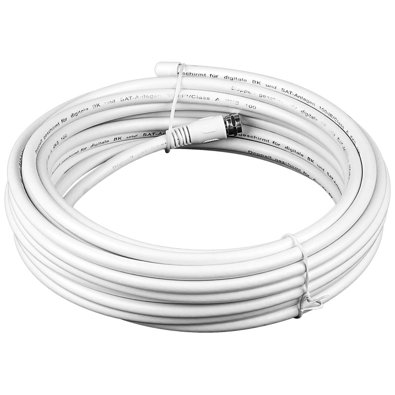 Goobay, kabelkit med 100 dB koaxialkabel, 10m, vit - 2