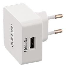 Orico USB-väggladdare med Quick Charge 3.0, 18W max, 3A, 1xUSB Typ A, 100-240V DC input, vit