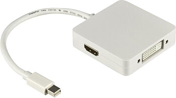 Deltaco Mini DisplayPort till DVI/HDMI/DisplayPort adapter, Ultra HD i 30Hz, Ultra HD i 30Hz, vit, 0,2m