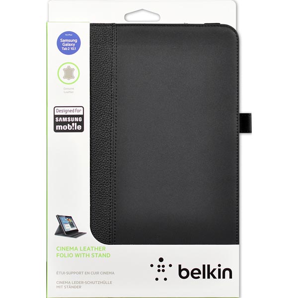 Belkin Cinema Leather Folio, fodral av konstläder för Samsung Galaxy Tab 2 10.1, stödfunktion, svart - 2