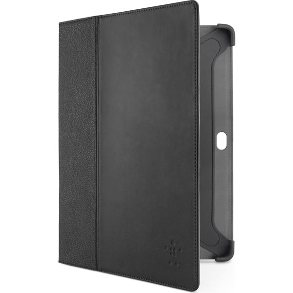 Belkin Cinema Leather Folio, fodral av konstläder för Samsung Galaxy Tab 2 10.1, stödfunktion, svart