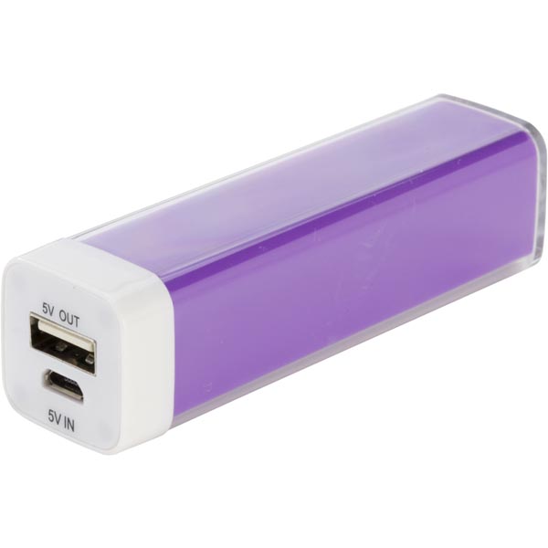 Deltaco Powerbank, portabelt batteri för laddning av mobila enheter, 2600mAh, lila