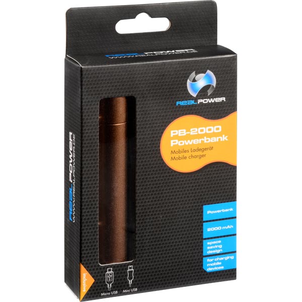 ultron RealPower PB2000, externt Li-po batteri, 2000mAh, 0,5A, brun - 2
