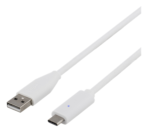 Deltaco USB 2.0 kabel, Typ C - Typ A ha, 1,5m, vit - 2