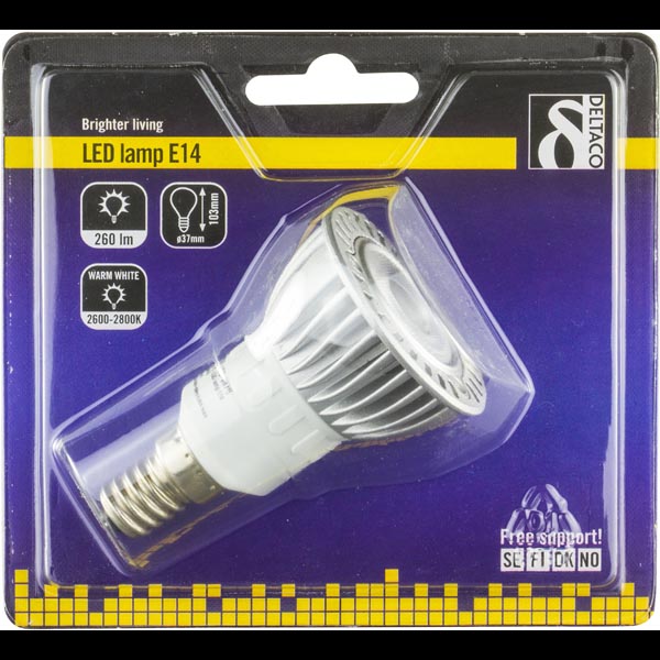 Deltaco LED-lampa, E14, varmvitt ljus, 5W - 4