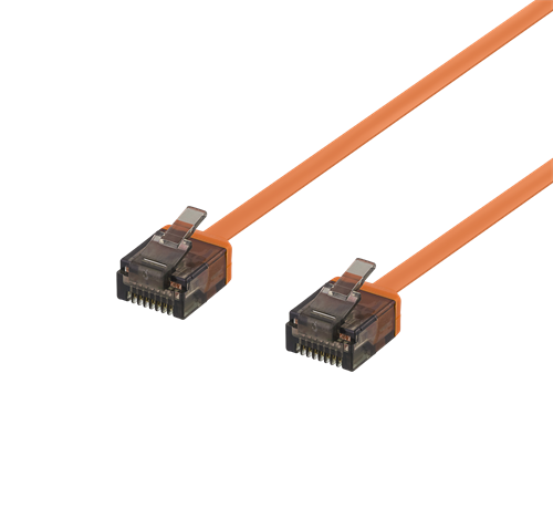 Deltaco U/UTP Cat6a patchkabel platt, 1m, orange