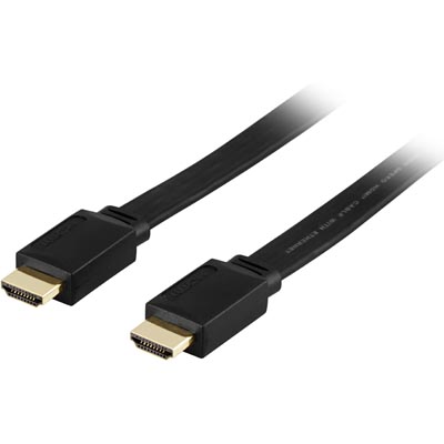 Deltaco HDMI-kabel, 2m, 4K, 3D, flat, svart