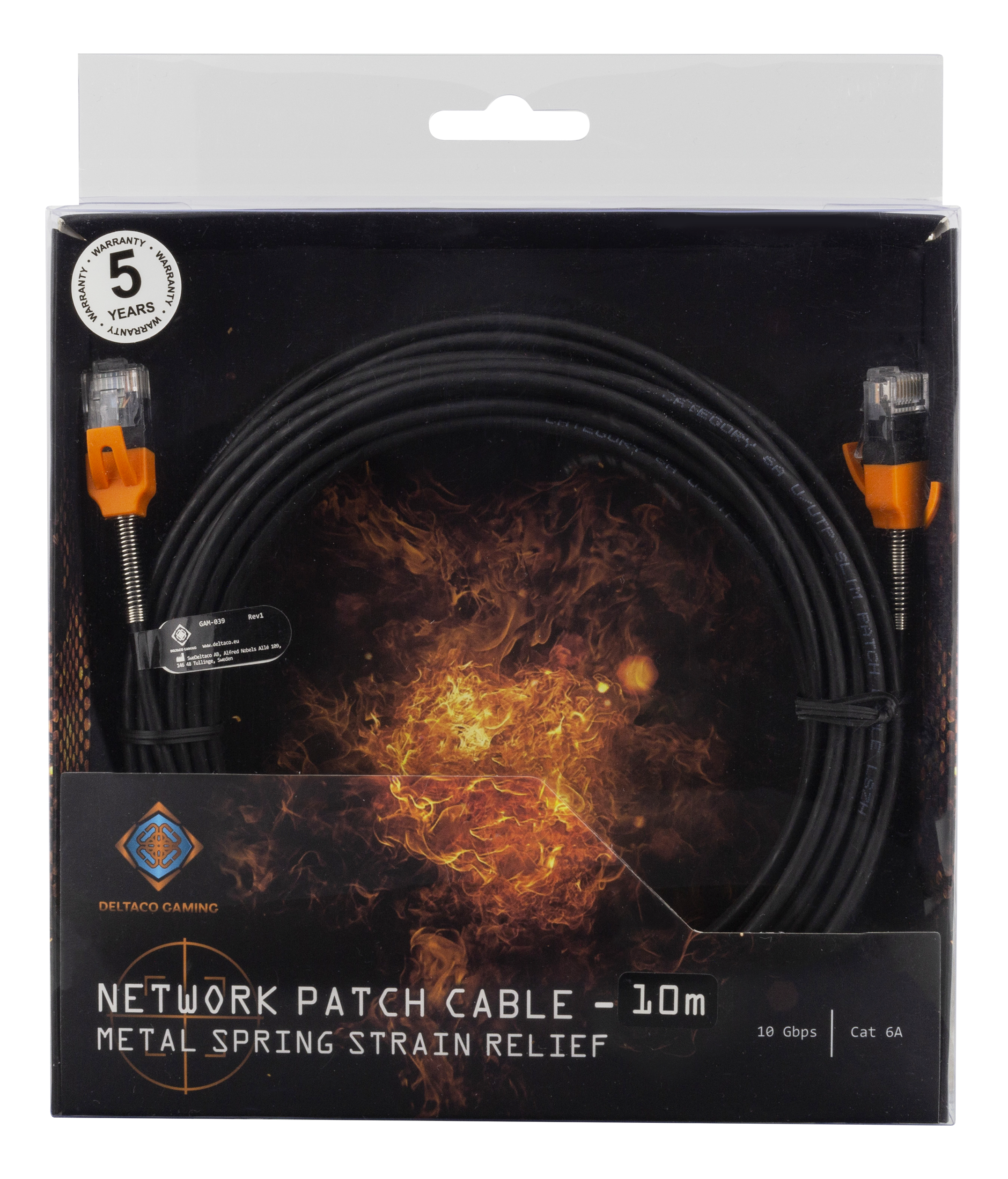 Deltaco Gaming, U/UTP Cat6A patchkabel, 10m, svart - 3