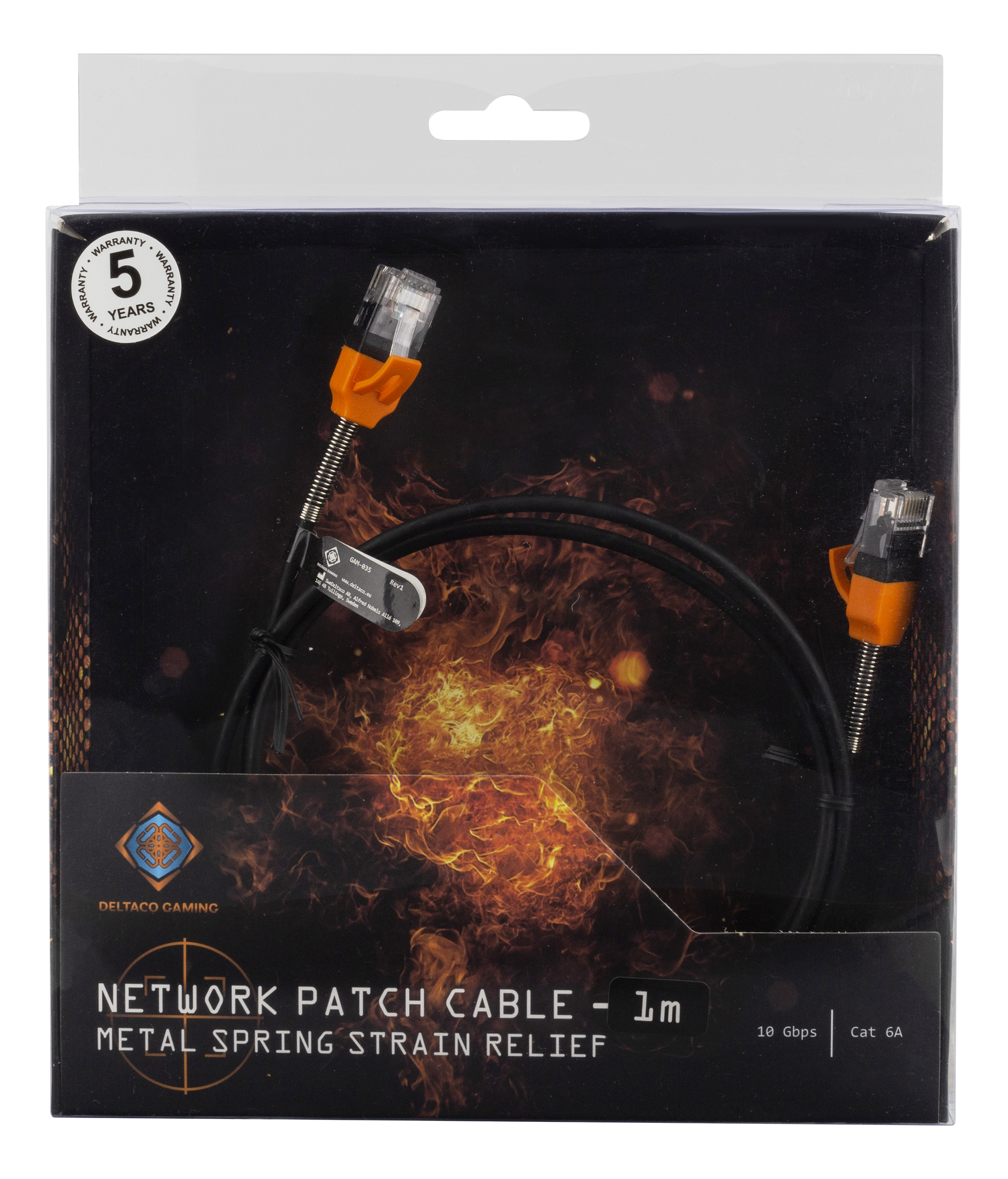 Deltaco Gaming, U/UTP Cat6A patchkabel, 1m, svart - 3
