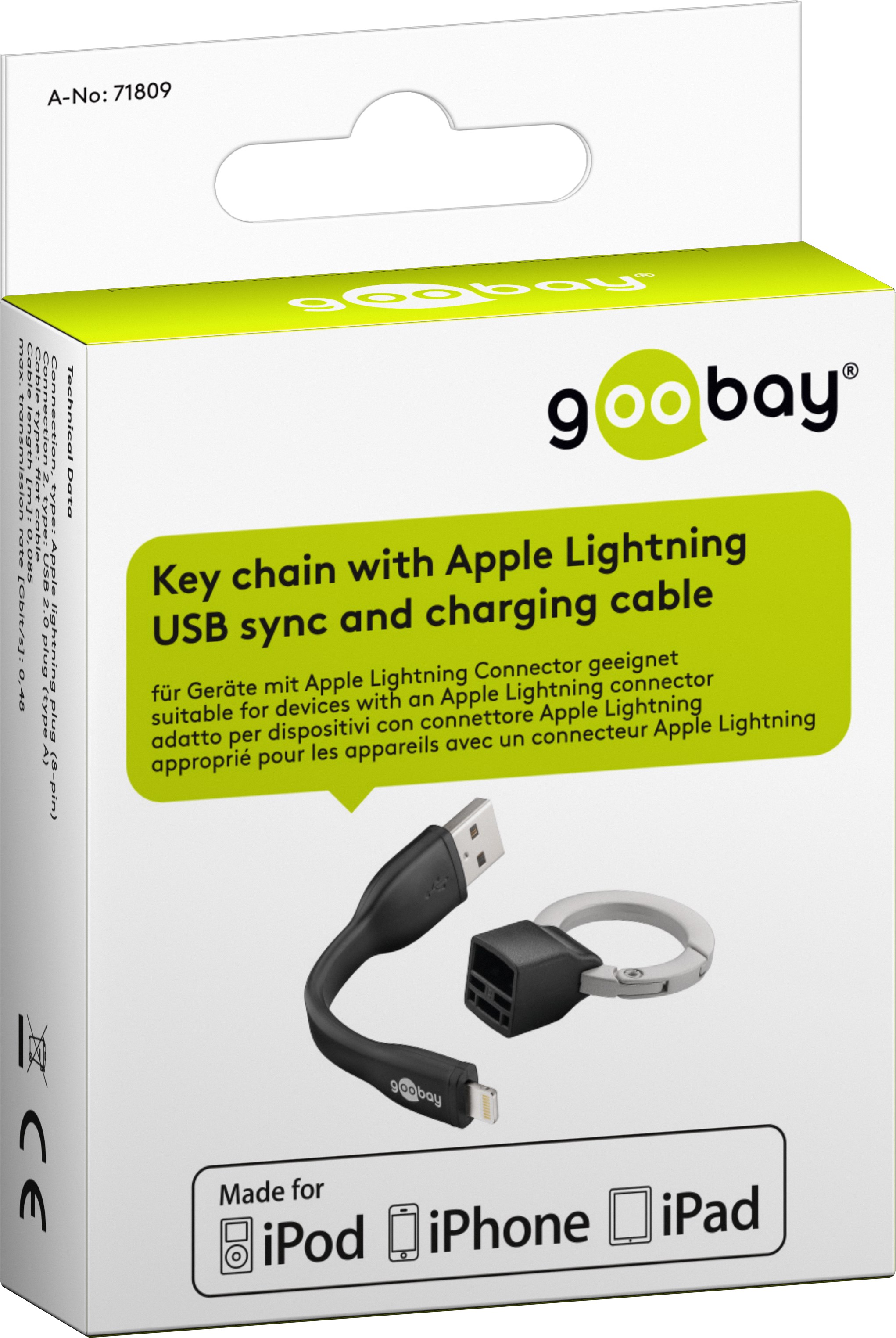 Goobay Nyckelringladdningskabel USB 2.0 - Lightning, 0,1m - 7