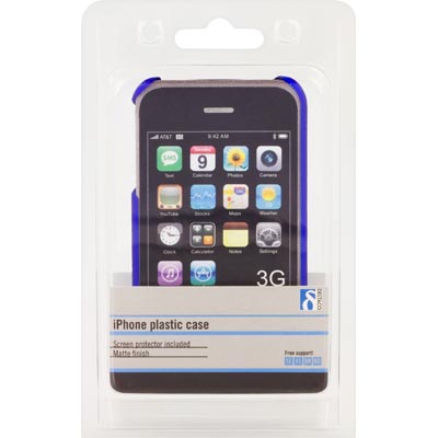 iPhone 3G/3Gs-kit med plastskal, skärmskydd och putsduk, matt blå - 2