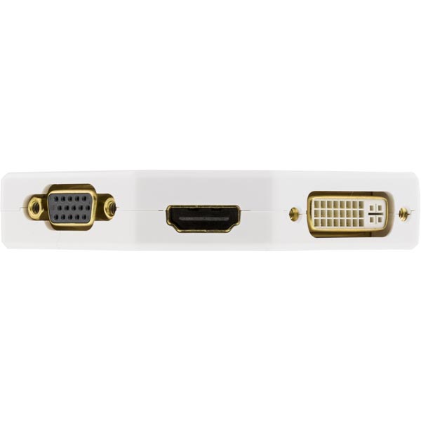 Deltaco, Mini DisplayPort till HDMI, VGA eller DVI-D Single Link adapter, 0,15m, vit - 2