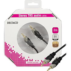Deltaco Ljudkabel, 3,5mm ha - ha, guldpläterad, 2m