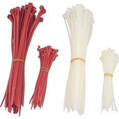Deltaco buntband, 100mm & 200mm, 200-pack, röd/vit