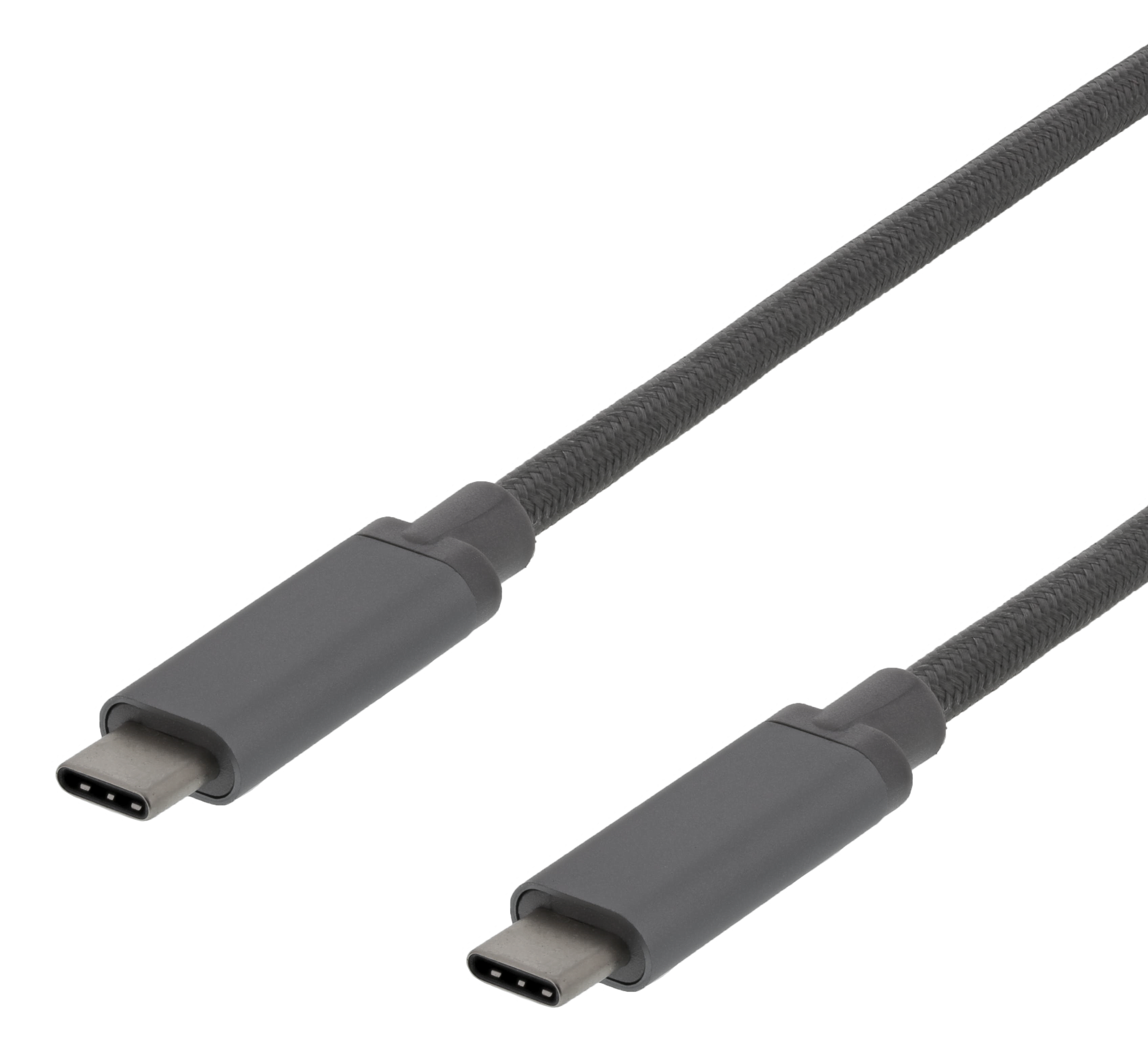 Deltaco USB-C till USB-C-kabel, 1,5m, 40W USB PD, 10 Gbps, grå