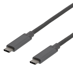 Deltaco USB-C till USB-C-kabel, 1,5m, 40W USB PD, 10 Gbps, grå