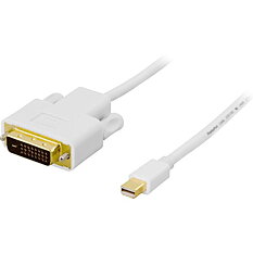 Deltaco, mini DisplayPort till DVI-D Single Link monitorkabel, 1m, vit