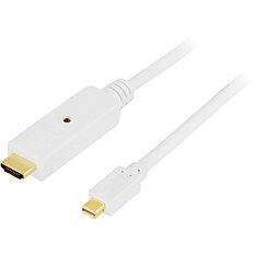 Deltaco mini DisplayPort till HDMI-monitorkabel med ljud, 1m, vit