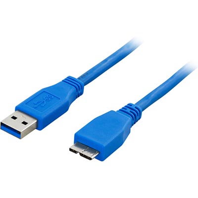 Deltaco USB 3.0 kabel, Typ A ha - Typ Micro B ha, 3m, blå