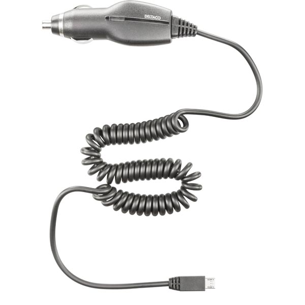 Deltaco billaddare med USB micro-kontakt