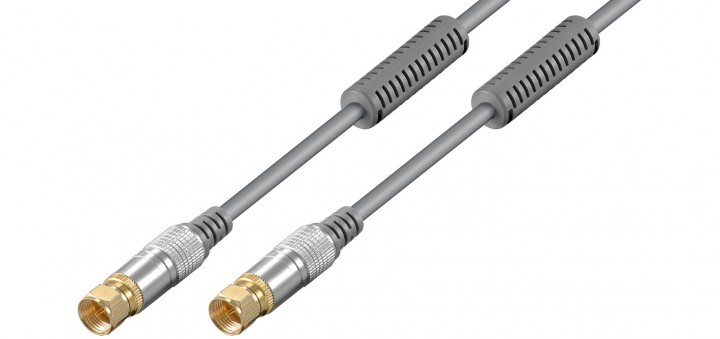 Home Theater, Antennkabel, F-kontakt hane - F-kontakt hane, 2,5m, grå