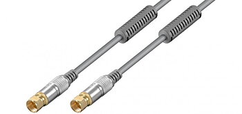 Home Theater, Antennkabel, F-kontakt hane - F-kontakt hane, 2,5m, grå